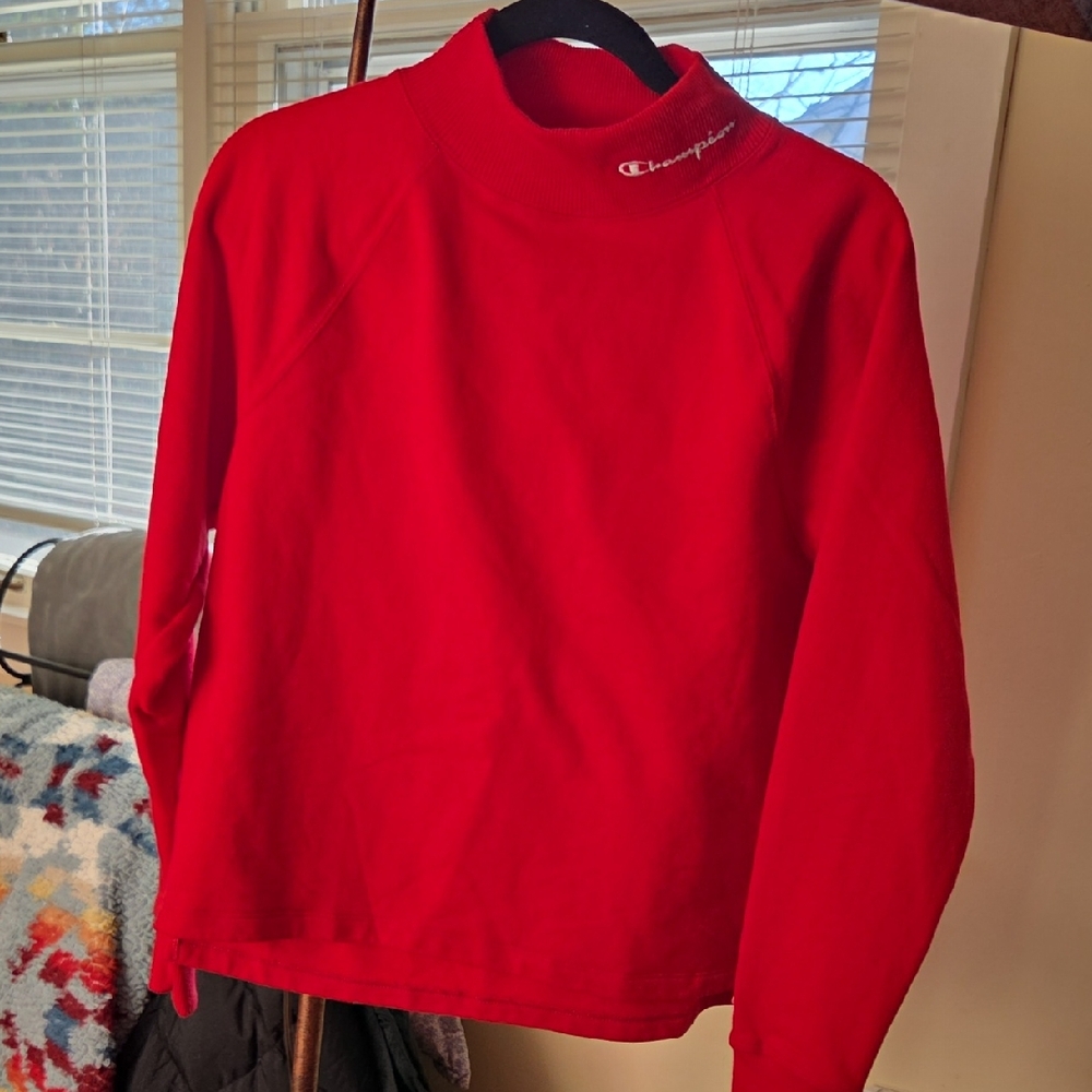 Champion Red Mockneck Pullover Sweatshirt